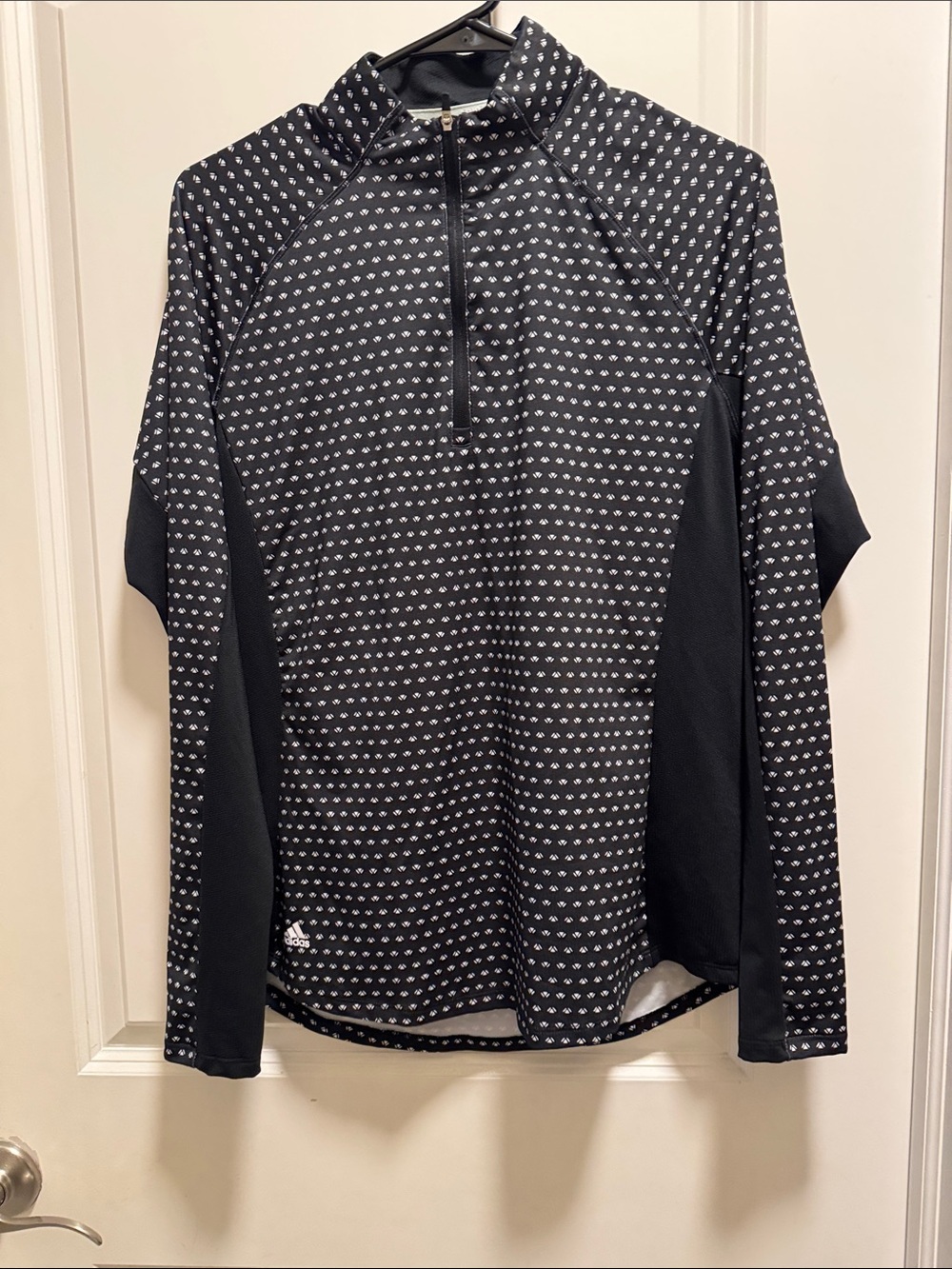 adidas Black and White Dot-Print Half-Zip Pullover Aeroready woman L